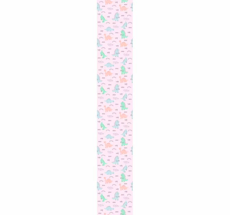 papel pintado infantil Pequeños dinosaurios sobre fondo rosa - TenVinilo