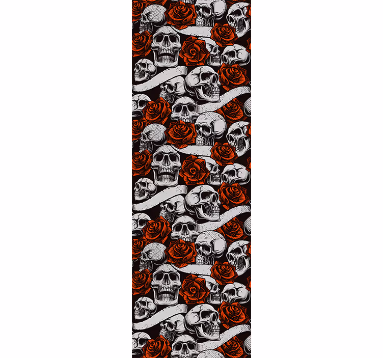 Papel tapiz flores calaveras góticas - TenVinilo
