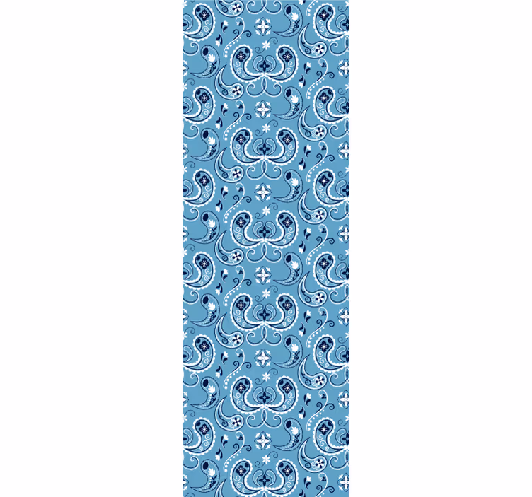 Papel tapiz azul motivo de azulejo adornado - TenVinilo