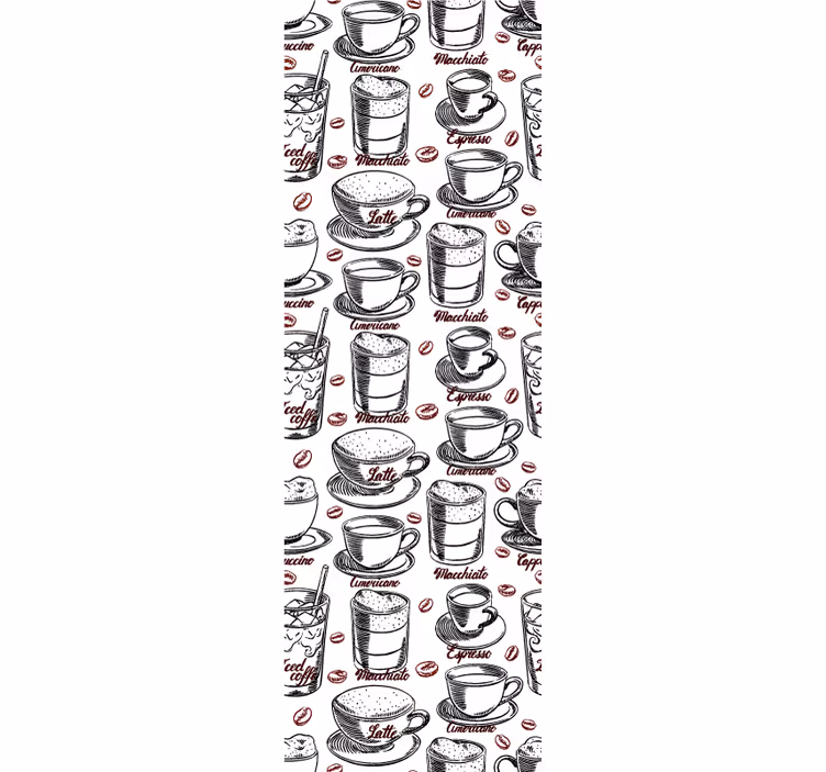 Papel tapiz cocina ilustración temática de cafetería - TenVinilo