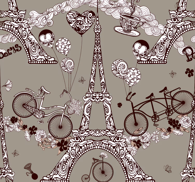 Papel tapiz ciudades viñetas parisinas - TenVinilo