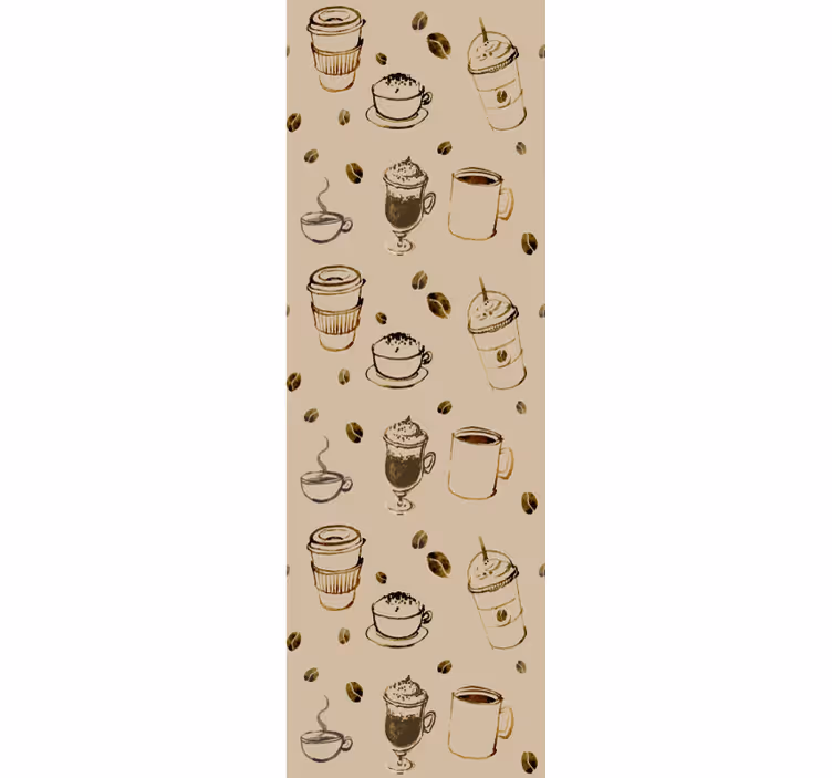 Papel tapiz cocina ilustraciones de café - TenVinilo