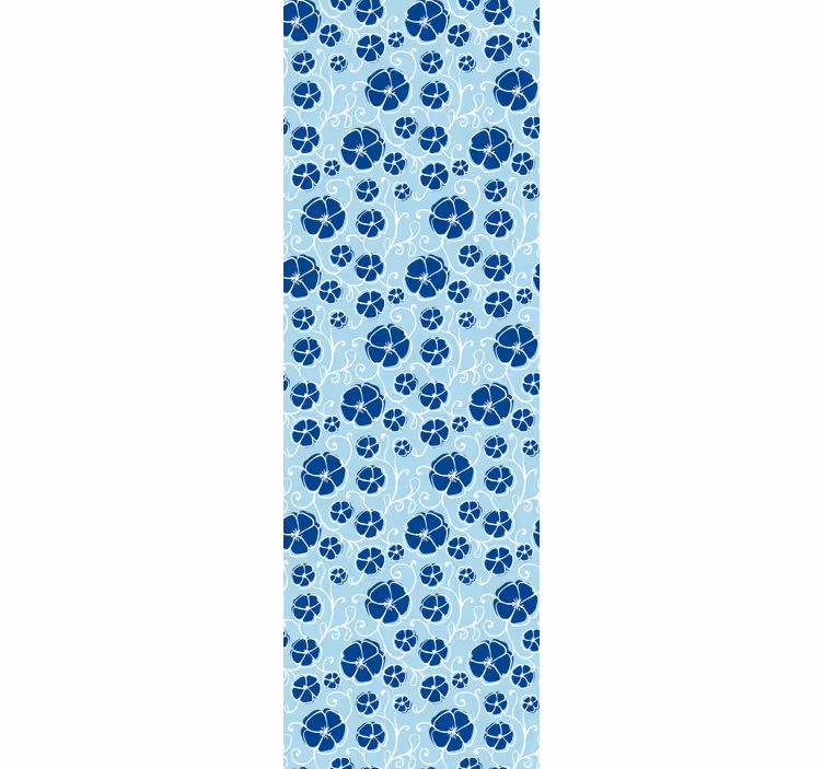 Papel tapiz floral azulejos florales azules - TenVinilo