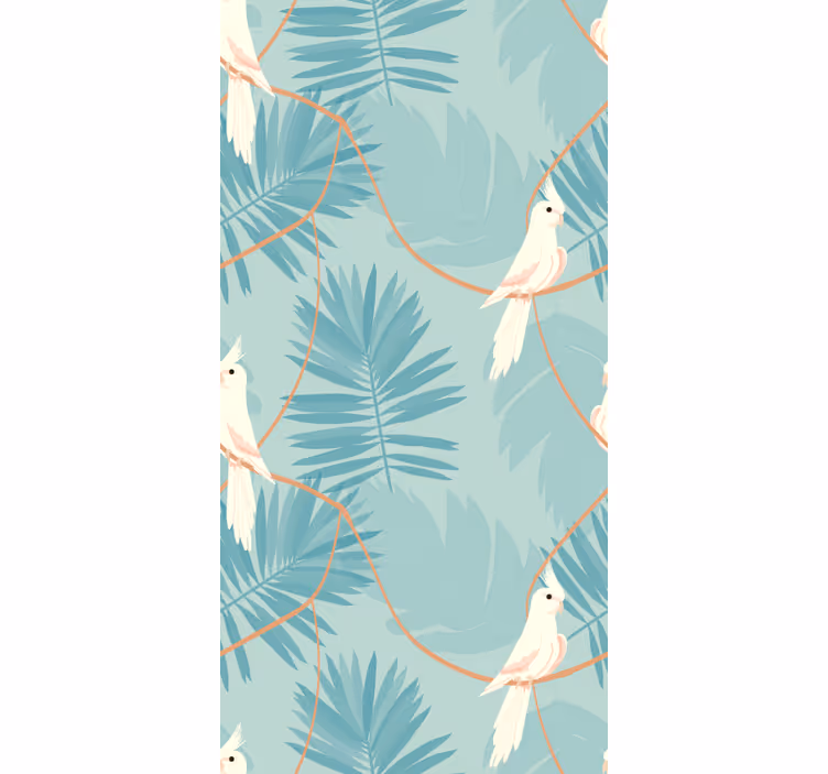 Papel pintado selva Selva con pájaros blancos - TenVinilo