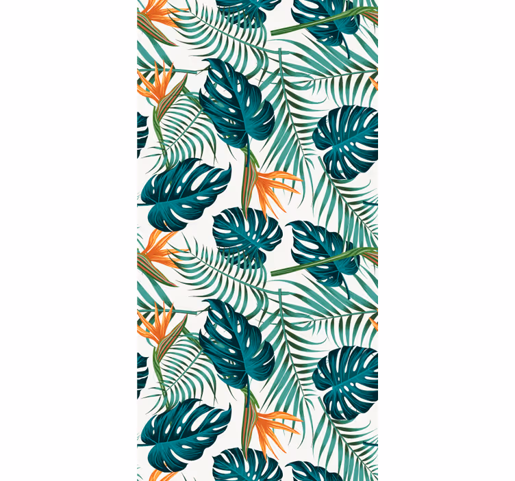 Papel tapiz hojas estampado de hojas tropicales - TenVinilo