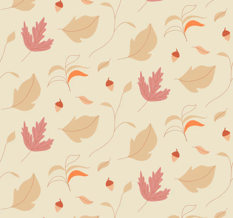 Papel pintado oficina hojas de otoño beige - TenVinilo