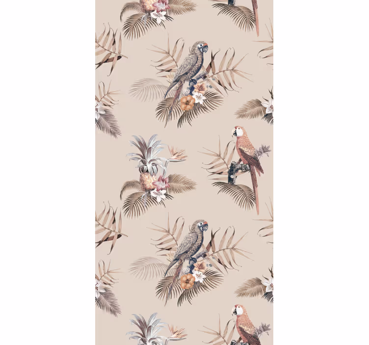 Papel tapiz loros elegancia de loro tropical - TenVinilo