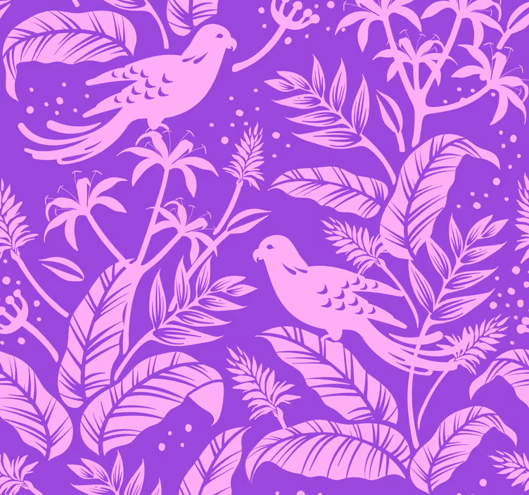 Papel tapiz naturaleza follaje de aves tropicales - TenVinilo