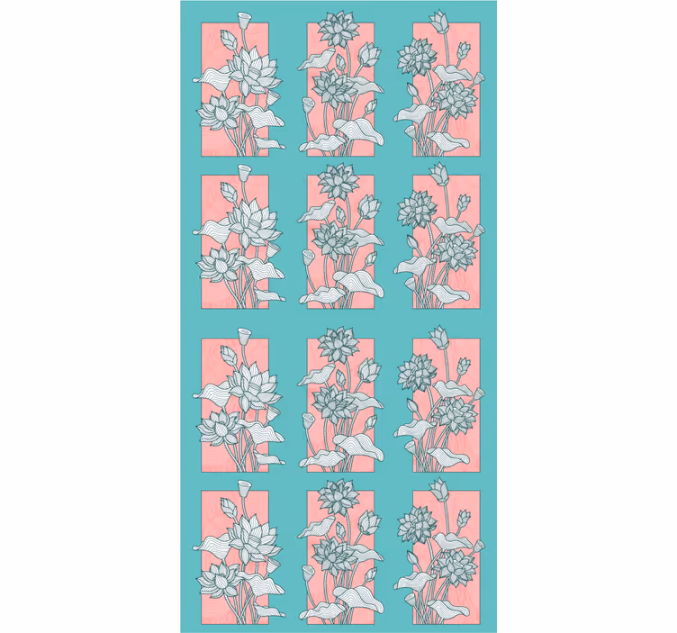 Papel pintado flores Flor de loto retro - TenVinilo