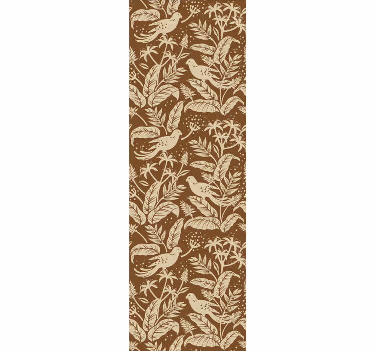Papel tapiz animales patrón botánico de aves - TenVinilo