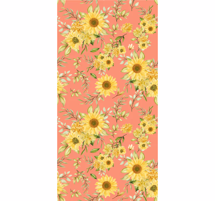 Papel pintado floral Girasoles vintage - TenVinilo
