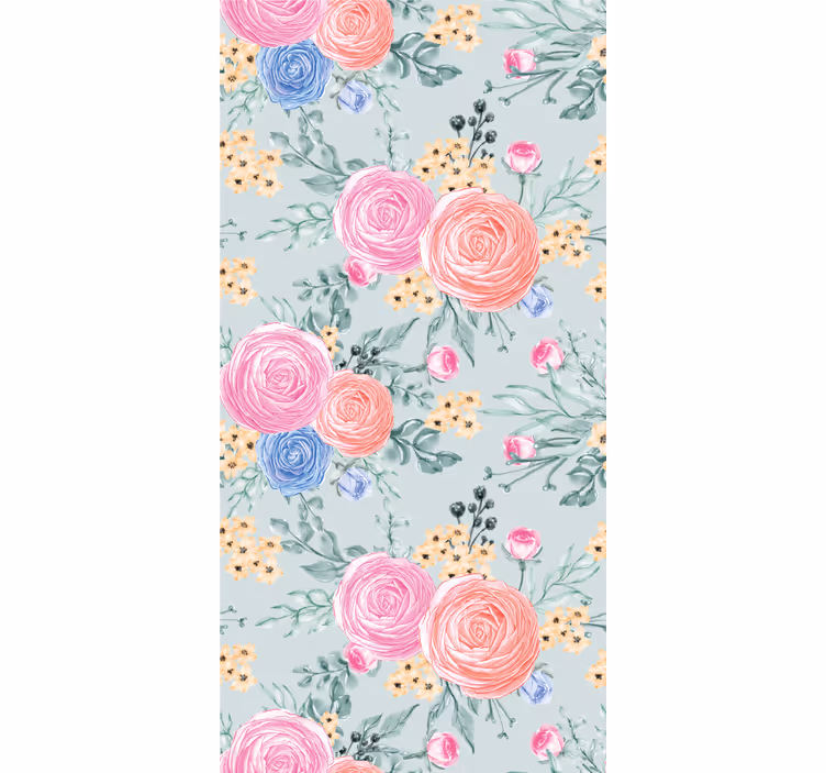 Papel pintado floral Delicadas flores pastel - TenVinilo