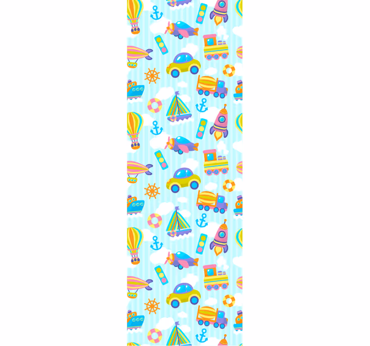 Papel tapiz infantil transporte lúdico - TenVinilo