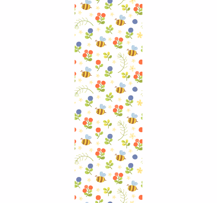 Papel tapiz infantil patrón de jardín de abejas - TenVinilo