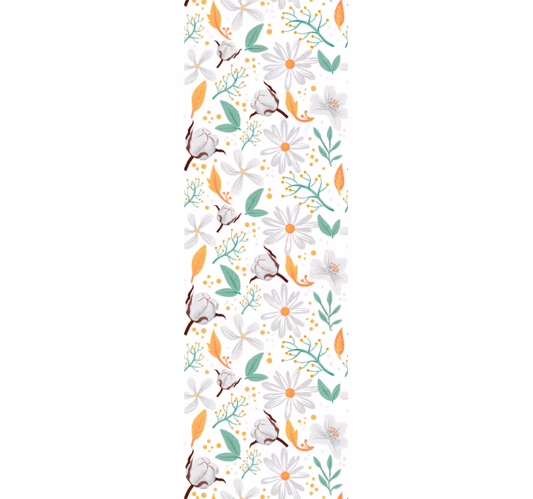 Papel tapiz flores flores de algodón botánico - TenVinilo
