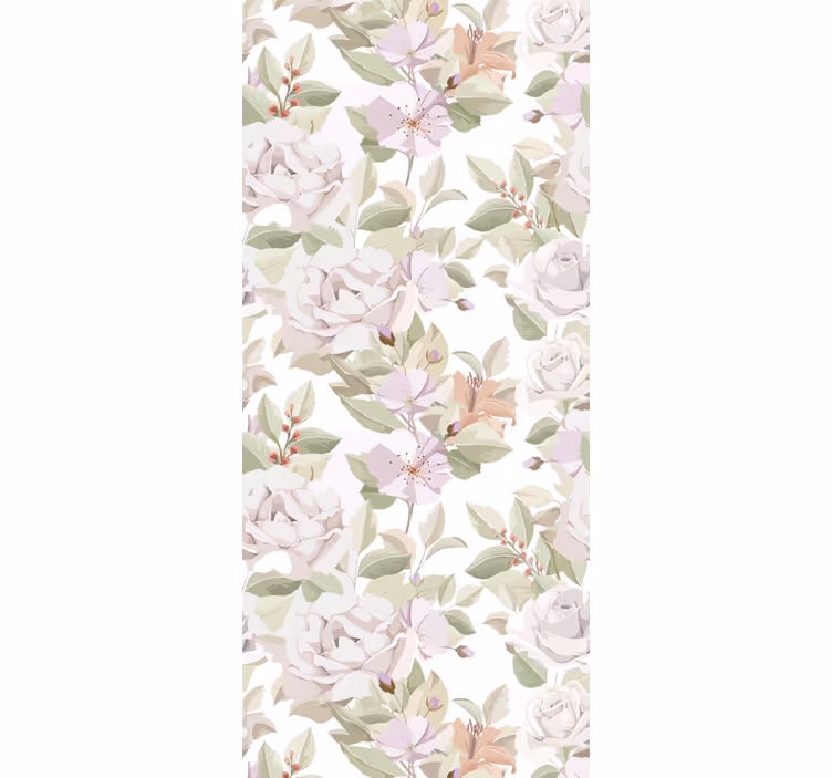 Papel tapiz flores conjunto de flores florales - TenVinilo