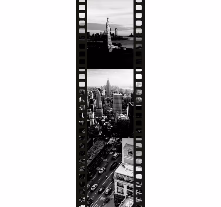 Papel tapiz ciudades paisaje urbano de tira de película - TenVinilo