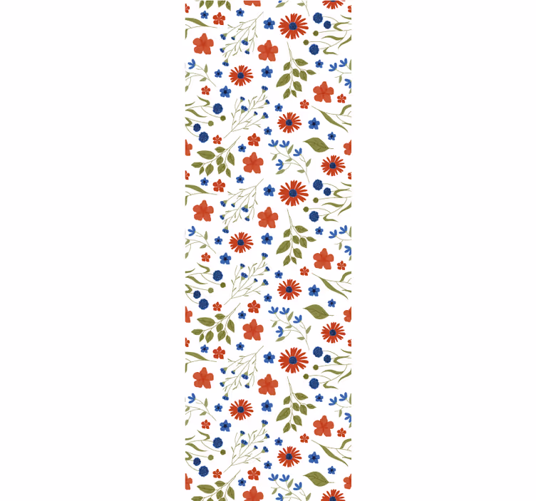 Papel pintado flores Patrones de jardín azul y rojo - TenVinilo