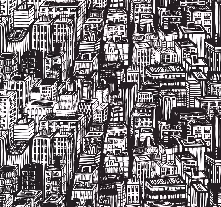 Papel tapiz ciudades caos de boceto urbano - TenVinilo