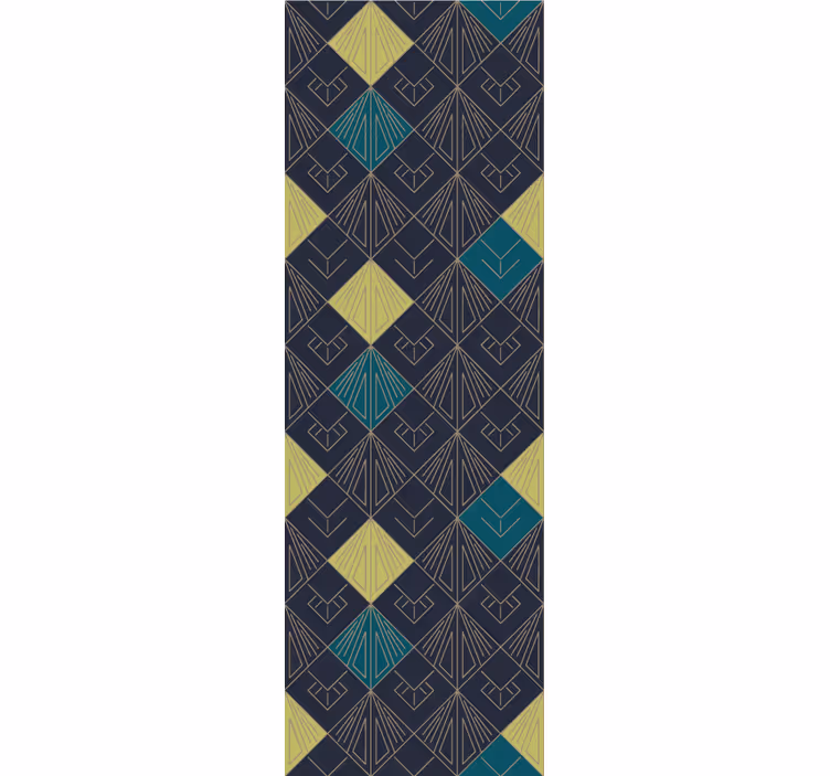 Papel pintado rústico Patrón art deco gris y azul claro - TenVinilo