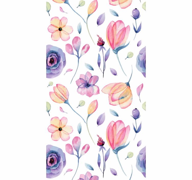 Papel tapiz flores acuarela floral - TenVinilo