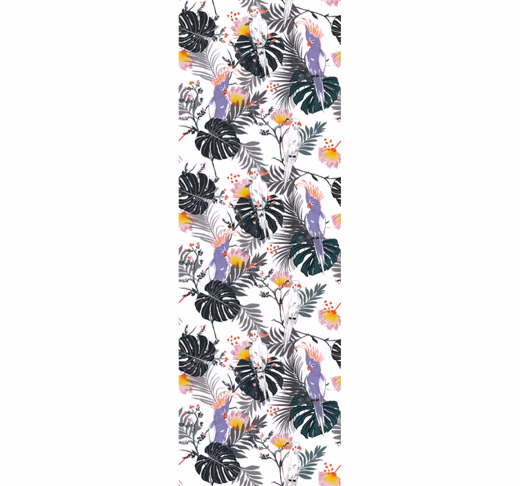 Papel tapiz naturaleza flora de aves tropicales - TenVinilo
