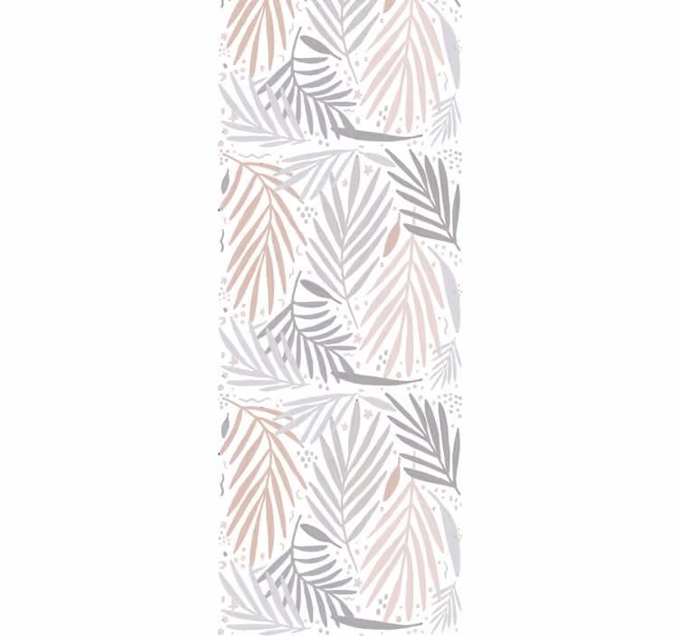 Papel tapiz hojas arreglo gris y beige - TenVinilo