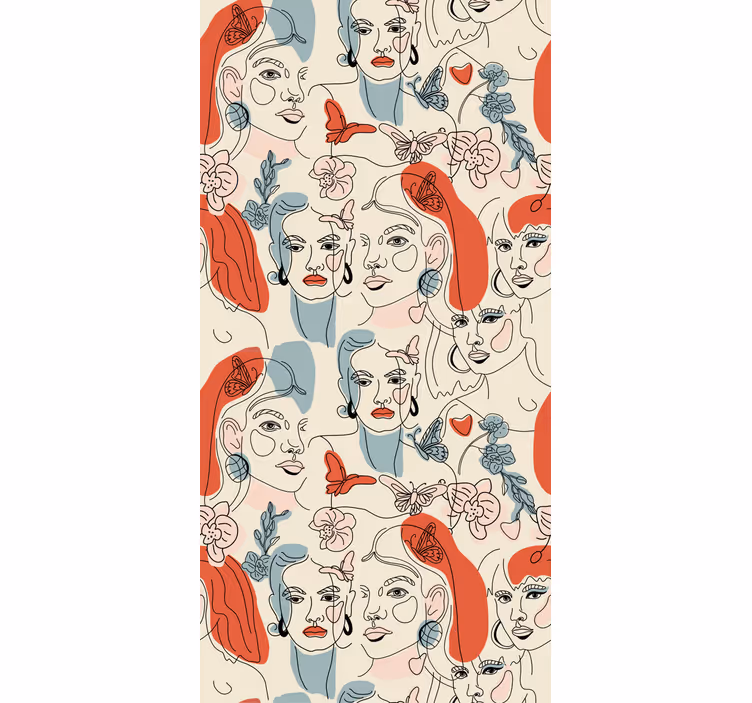 Papel tapiz arte arte lineal femenino - TenVinilo