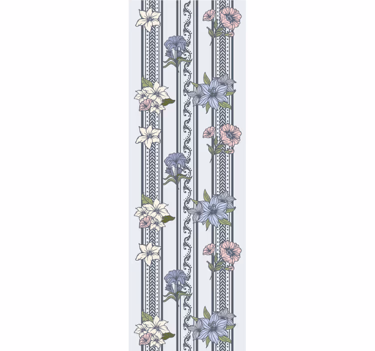 Papel tapiz flores motivo de rayas florales - TenVinilo