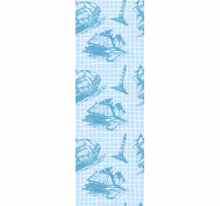Papel tapiz baño dibujos náuticos - TenVinilo