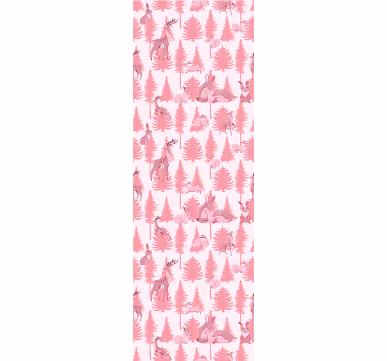 Papel tapiz animales motivo de bosque rosa - TenVinilo