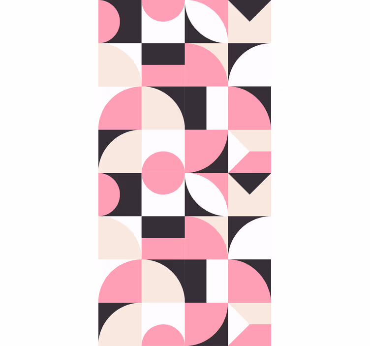 Papel tapiz geométrico patrón moderno en rosa y negro - TenVinilo