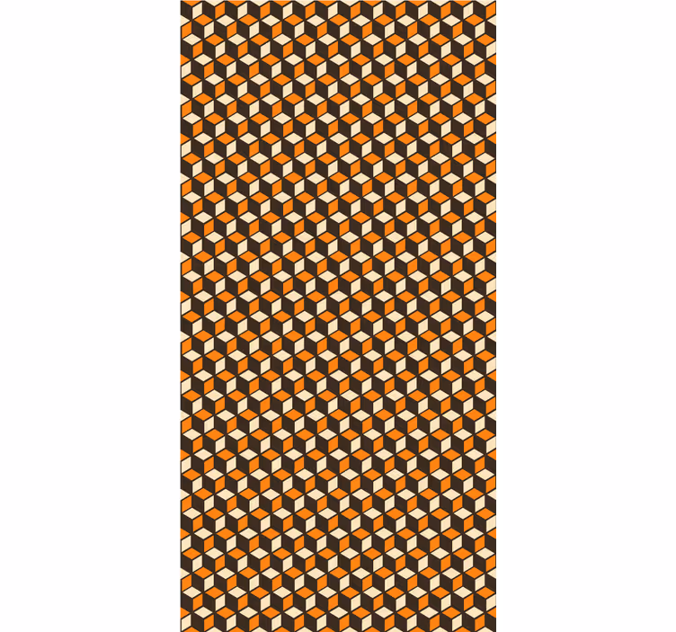 Papel tapiz geométrico patrón cúbico 3d naranja - TenVinilo