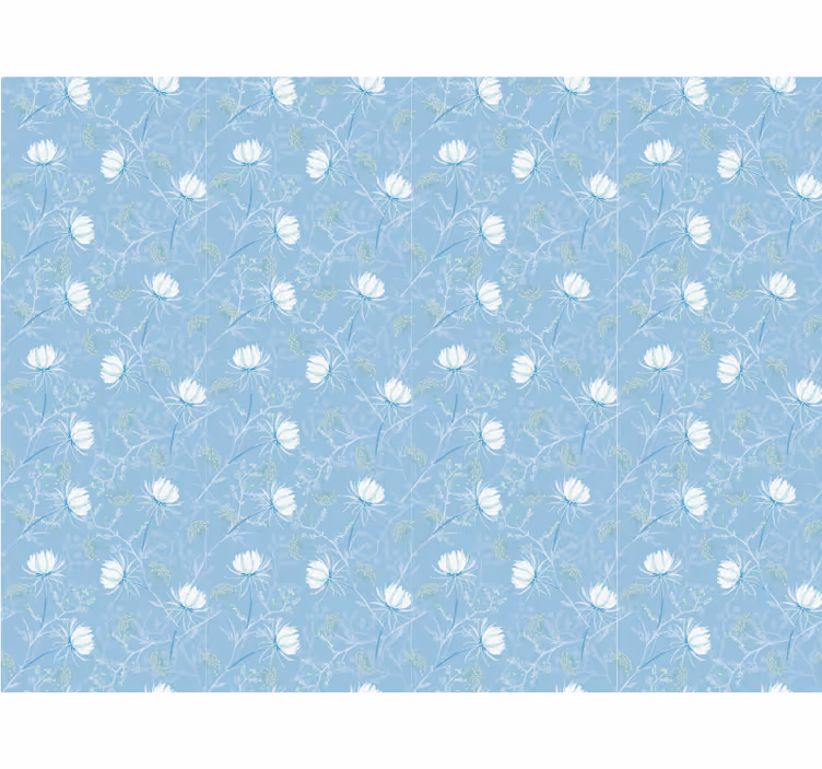 Papel pintado flores Patrón de abuelo azul vintage - TenVinilo