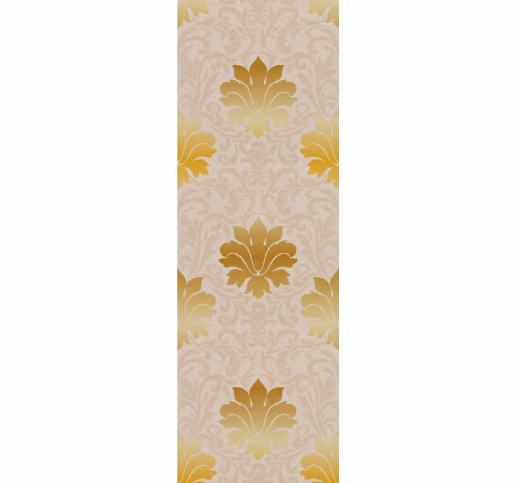 Papel tapiz floral patrón de hoja dorada - TenVinilo