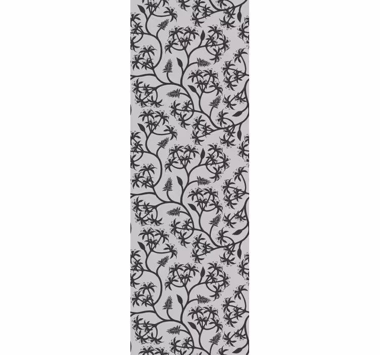 Papel tapiz floral patrón de rama sobre fondo gris - TenVinilo