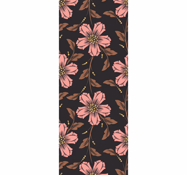 Papel tapiz flores arreglo rosa y negro - TenVinilo