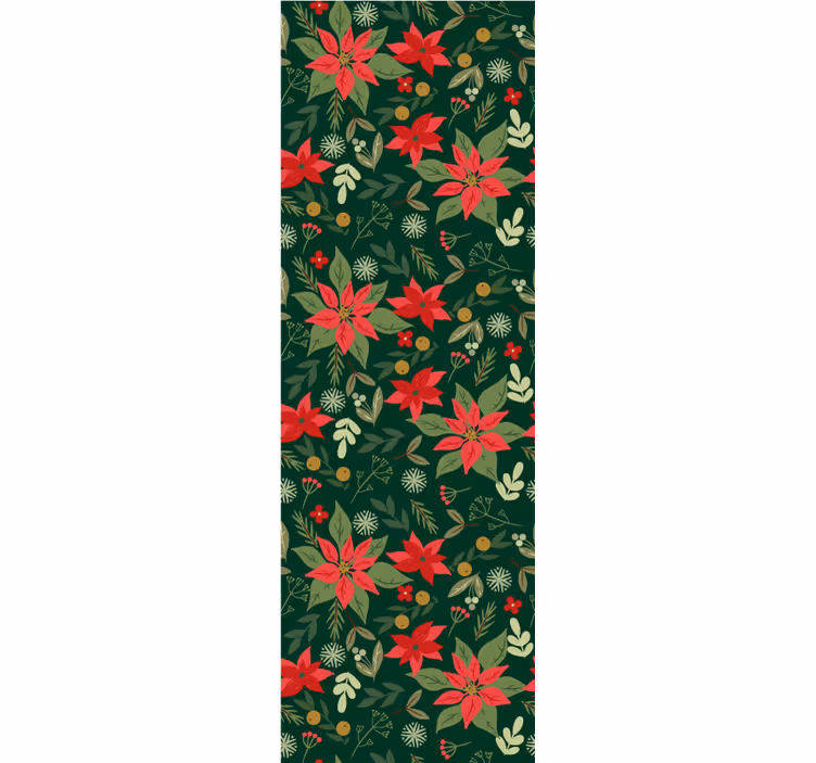 Papel tapiz navidad patrón floral festivo - TenVinilo