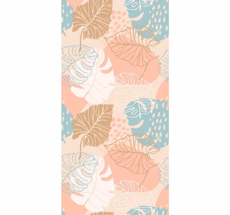 Papel pintado naturaleza Dibujado a mano hojas patrón tropical - TenVinilo