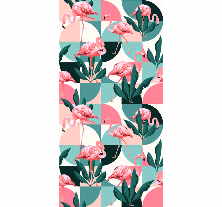 Papel pintado naturaleza Playa y círculos patrón tropical - TenVinilo