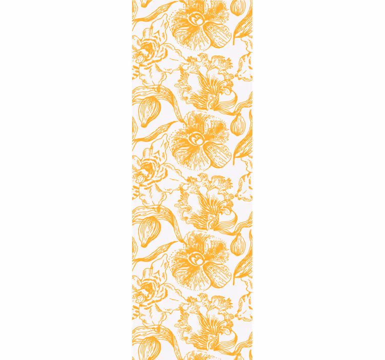 Papel tapiz flores patrón vintage amarillo - TenVinilo