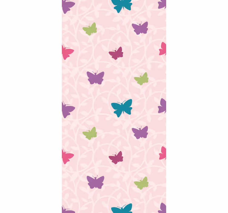 Papel pintado infantil Patrón de mariposa rosa y colorido - TenVinilo