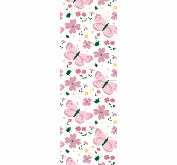 Papel tapiz mariposas flores rosas - TenVinilo
