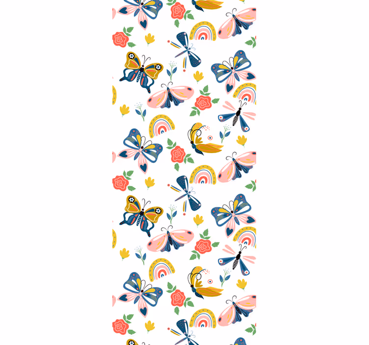 Papel tapiz mariposas motivo de naturaleza caprichosa - TenVinilo