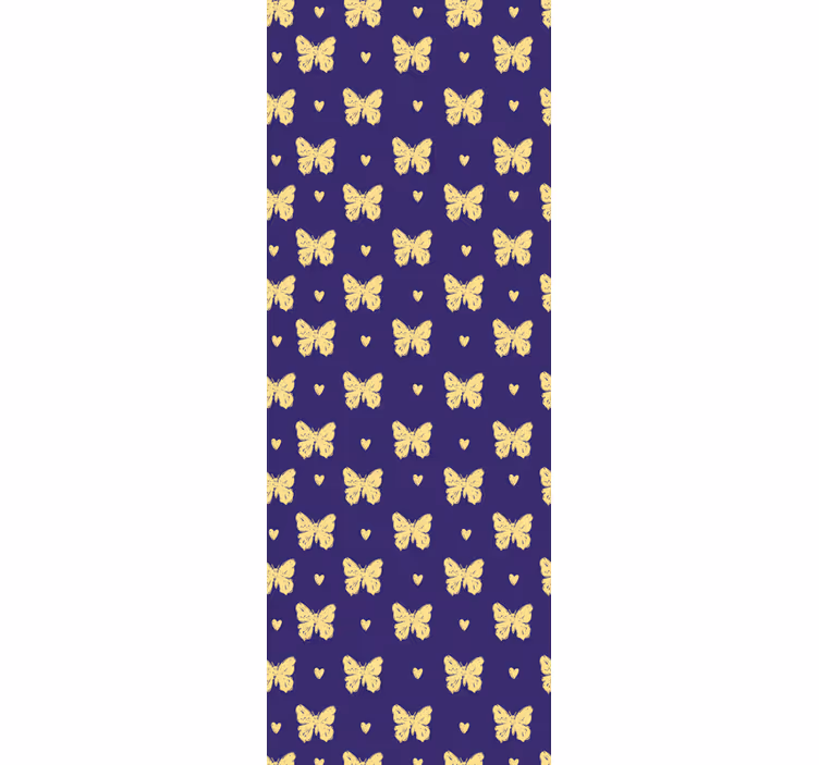 Papel tapiz mariposas patrón azul y dorado - TenVinilo