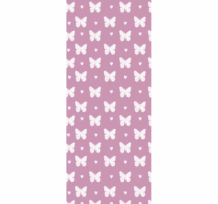 Papel tapiz mariposas patrón de corazón blanco y rosa - TenVinilo