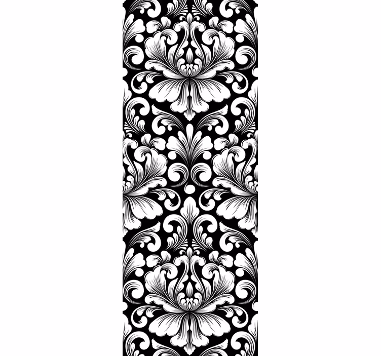 Papel clásico Diseño de damasco en blanco y negro - TenVinilo