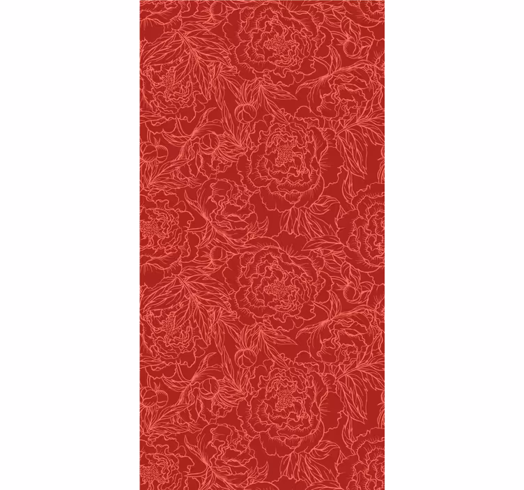 Papel tapiz flores patrón de rosas de contorno rojo - TenVinilo