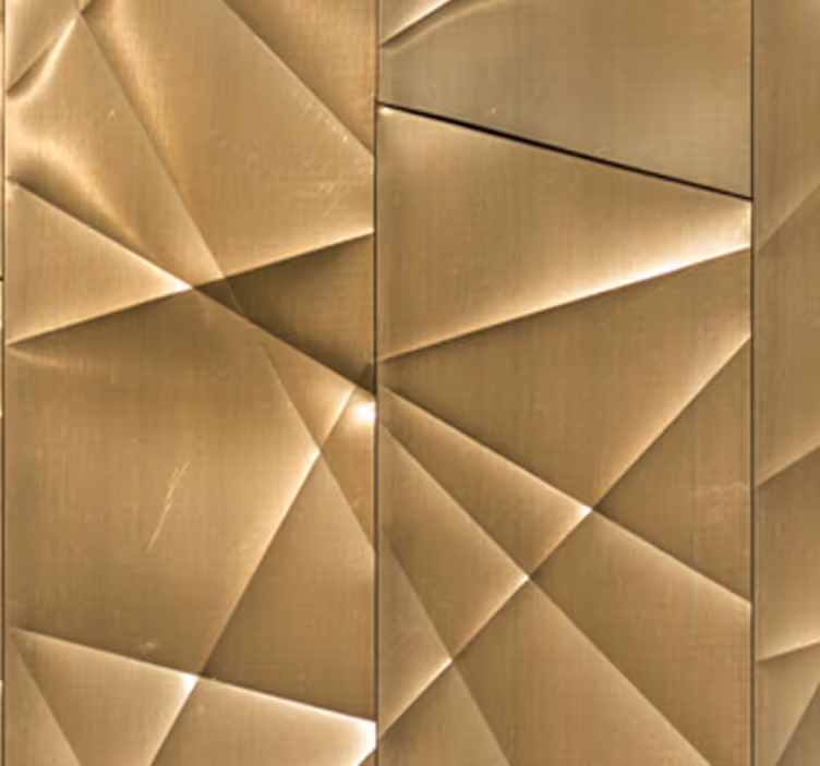 Papel tapiz metal patrón geométrico con efecto dorado. - TenVinilo