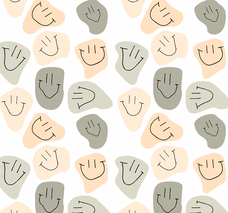 Papel decorativo juvenil caras sonrientes de colores neutros simp - TenVinilo